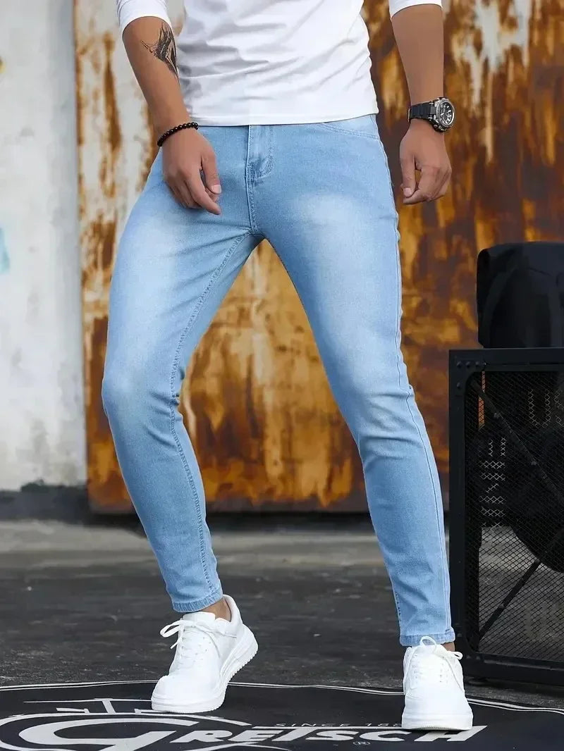 Men's Skinny Stretch Jeans – Black & Blue Street Style