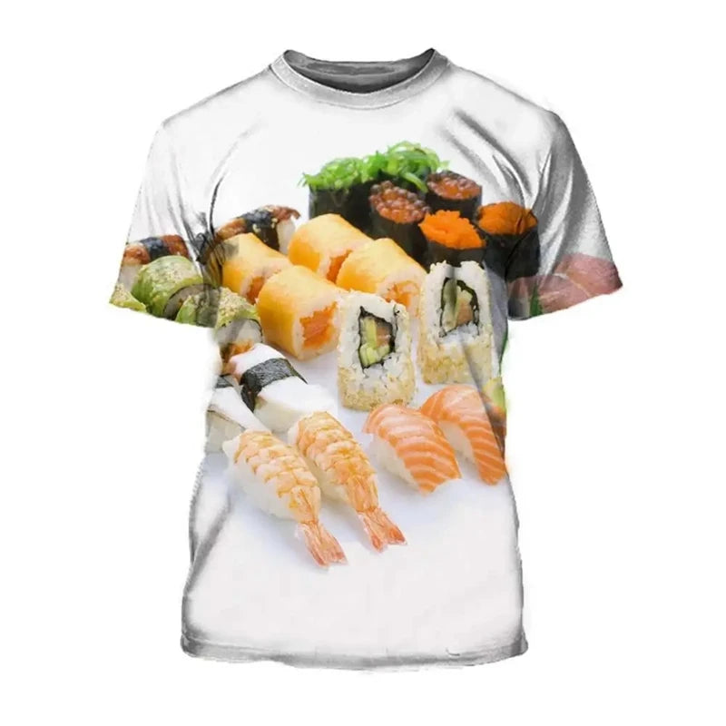 3D Sushi Print Men's T-Shirt – Street Fashion Summer Tee
