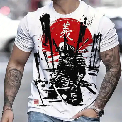 J3D Samurai Graphic Tee - Men’s Summer Street Harajuku T-Shirt