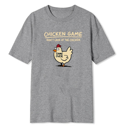 Men's Chicken Game Print T-Shirt – Casual Round Neck Short Sleeve Top