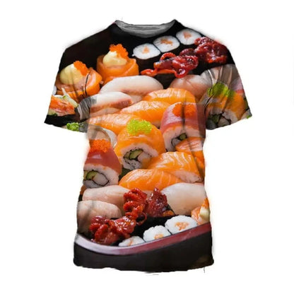 3D Sushi Print Men's T-Shirt – Street Fashion Summer Tee