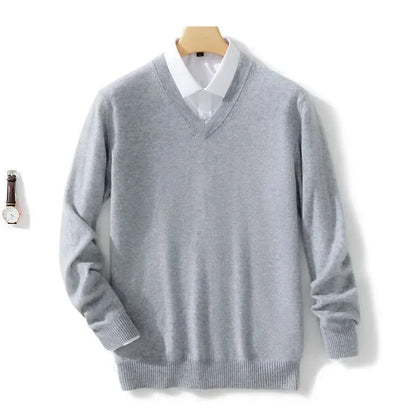 Premium wool V-neck men's sweater soft warm stylish