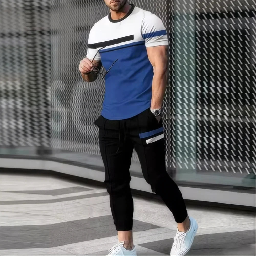 Men's 3D Smile Summer Sports Set – 2-Piece Jogging Outfit