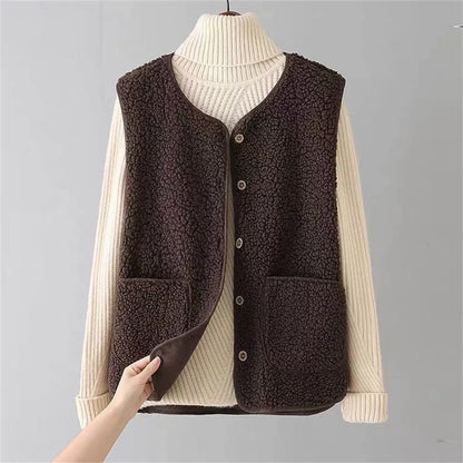 Women Wool Vest Warm Fleece Sleeveless Jacket Coat