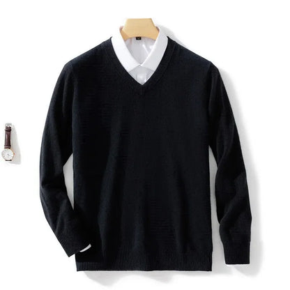 Premium wool V-neck men's sweater soft warm stylish