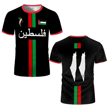 Palestine Flag Football T-Shirt Men’s Casual Summer Top