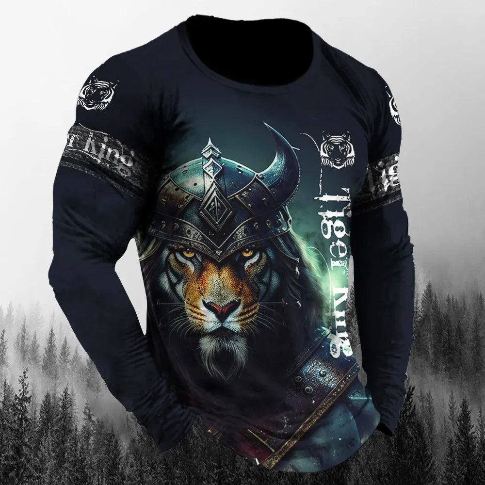 Men’s 3D Animal Wolf Shirt – Trendy Loose Casual Tee