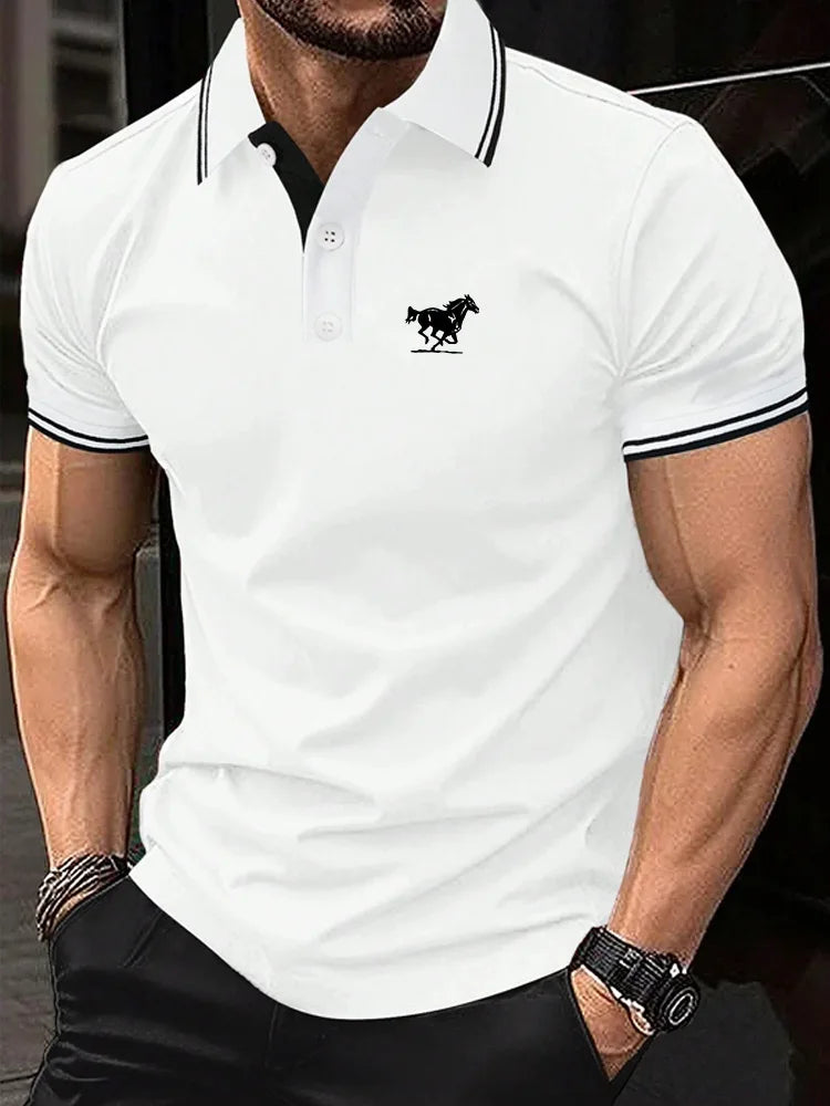 Men's Horse Print Polo – Short Sleeve Golf Shirt