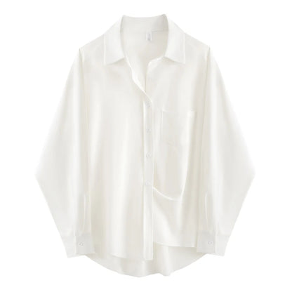 Zadily Women's White Oversize Shirt Long Sleeve Chic