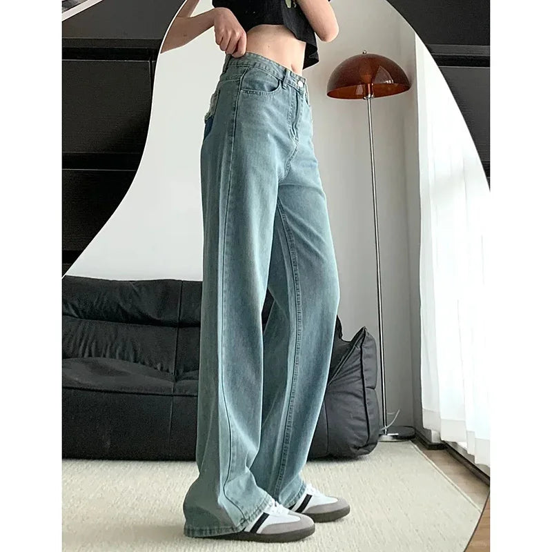 Korean High Waist Wide Leg Jeans for Women