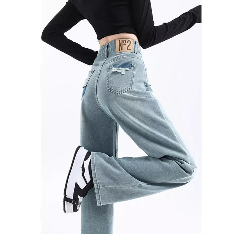 Korean High Waist Wide Leg Jeans for Women