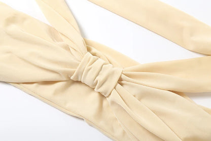 Weird Puss Patchwork 2-Piece Set – Backless Crop Top & Skirt