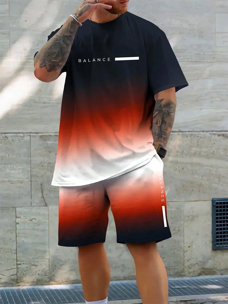 Men's Hawaiian T-Shirt & Shorts Set Beach Outfit