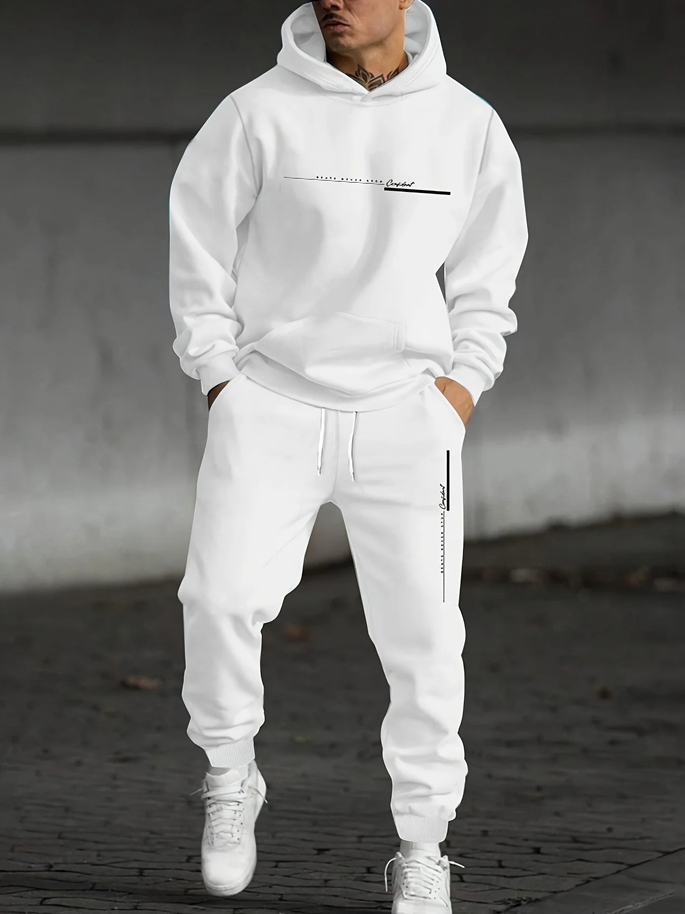 Men’s Printed Fall Tracksuit Hoodie & Jogger Outfit