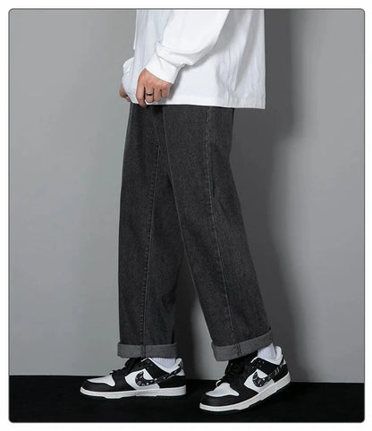 Men's Korean Straight Denim Wide-Leg Jeans