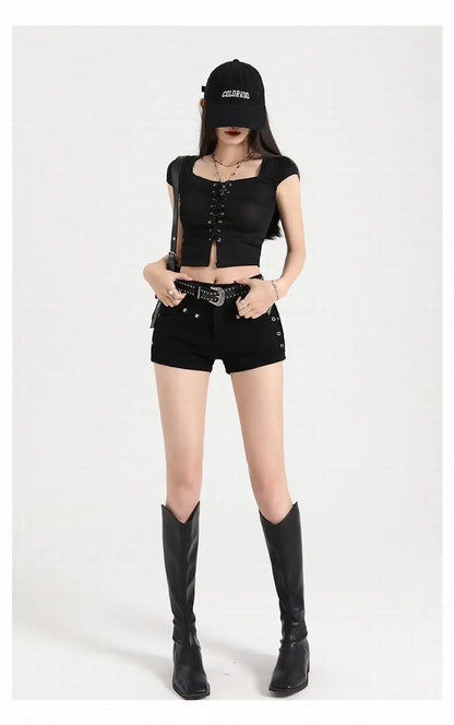 Y2K Low Waist Mini Denim Shorts – Women