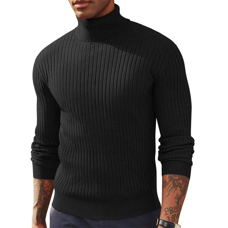 Autumn men’s slim fit turtleneck sweater, warm & thick