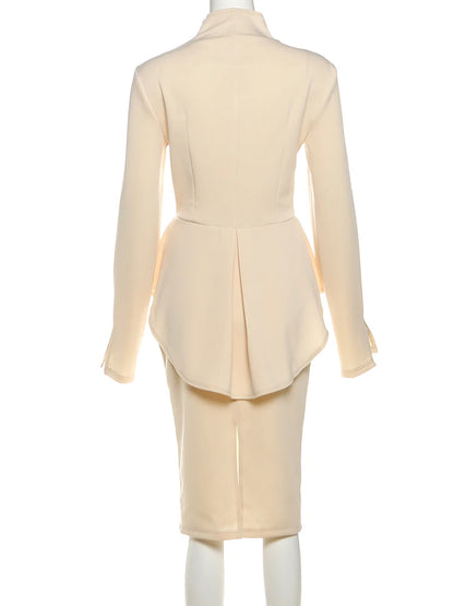 Weird Puss Women's 2-Piece Ruffled Jacket & Skirt