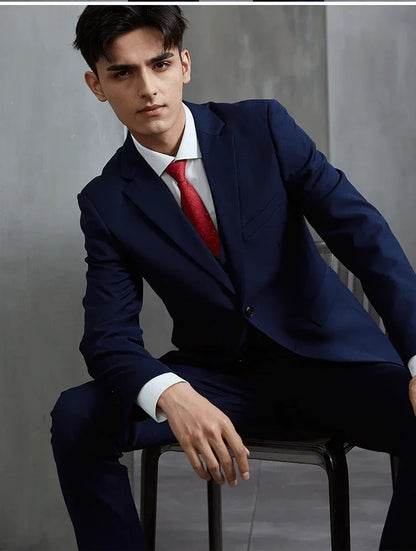 Men's Slim-Fit Business Wedding Suit 3-Piece Gentleman Fashion Set
