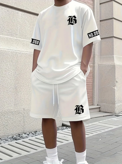 Summer Men’s Casual Letter Print T-Shirt & Shorts