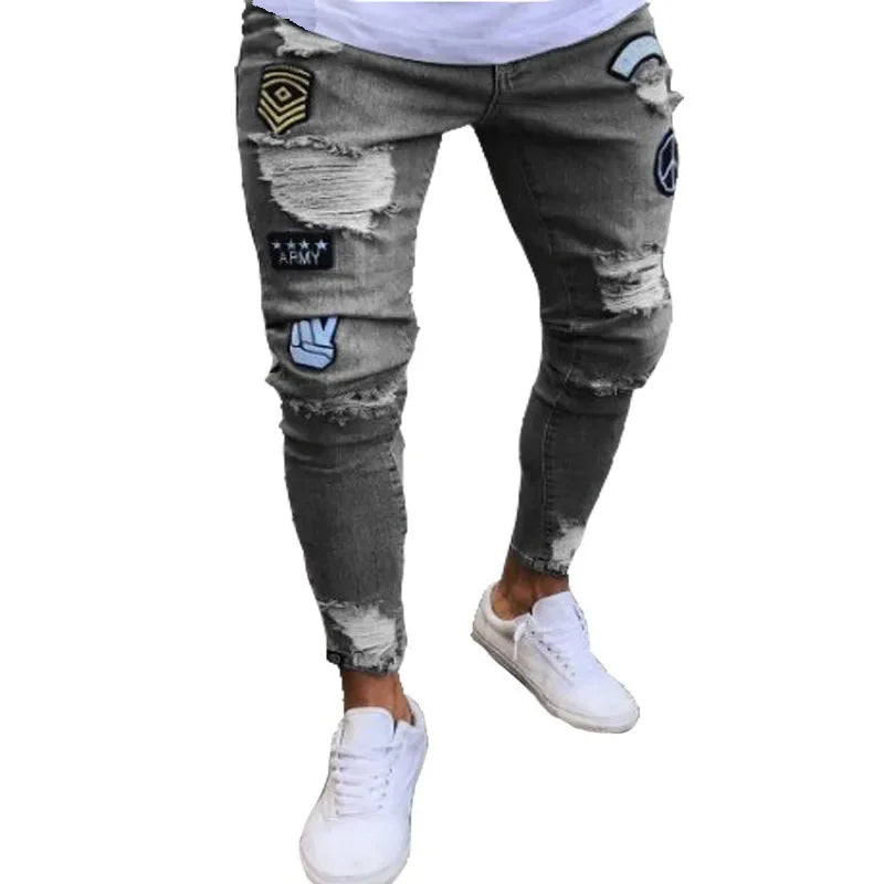 Men's Ripped Skinny Jeans – Stretch Hip Hop Denim