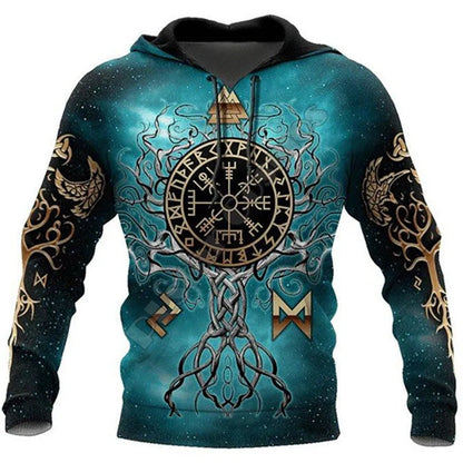 Men's 3D Wolf & Dragon Tattoo Hoodie  Retro Vintage Unisex Sweatshirt
