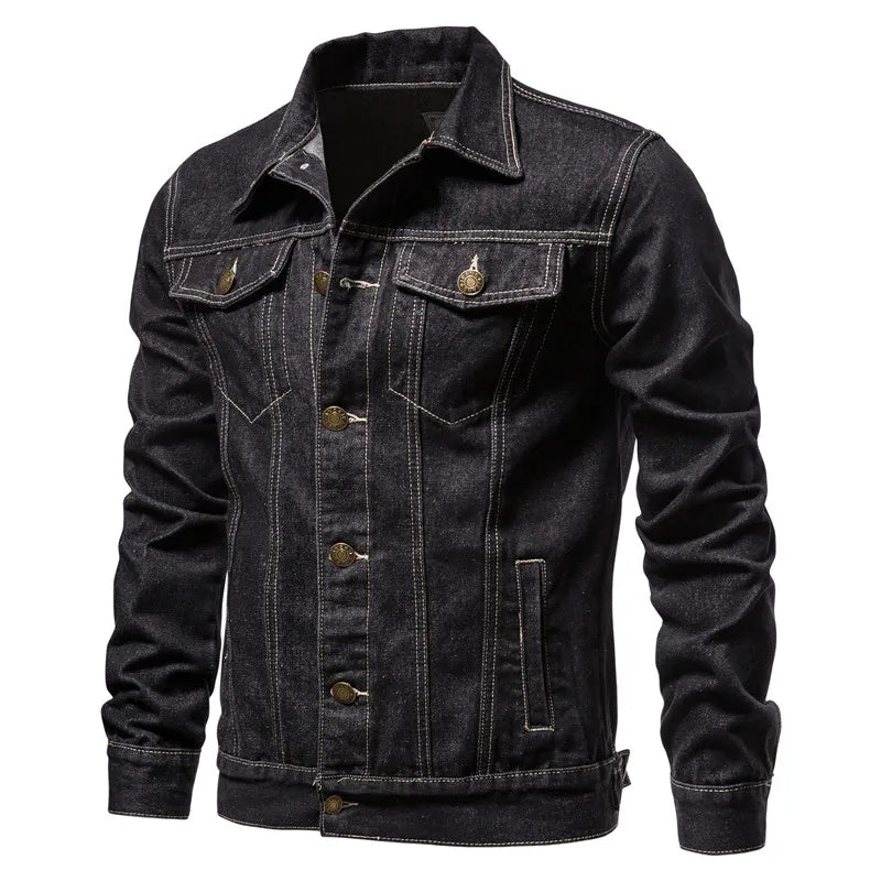 Men's Slim Fit Denim Jacket Vintage Motorcycle Casual Coat