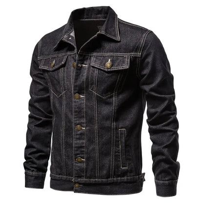 Men's Slim Fit Denim Jacket Vintage Motorcycle Casual Coat