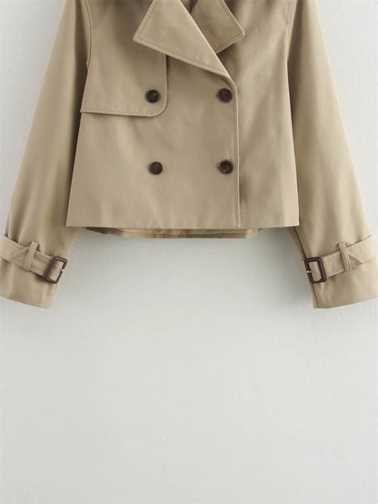 Vintage Cropped Trench Jacket – Women Chic Coat