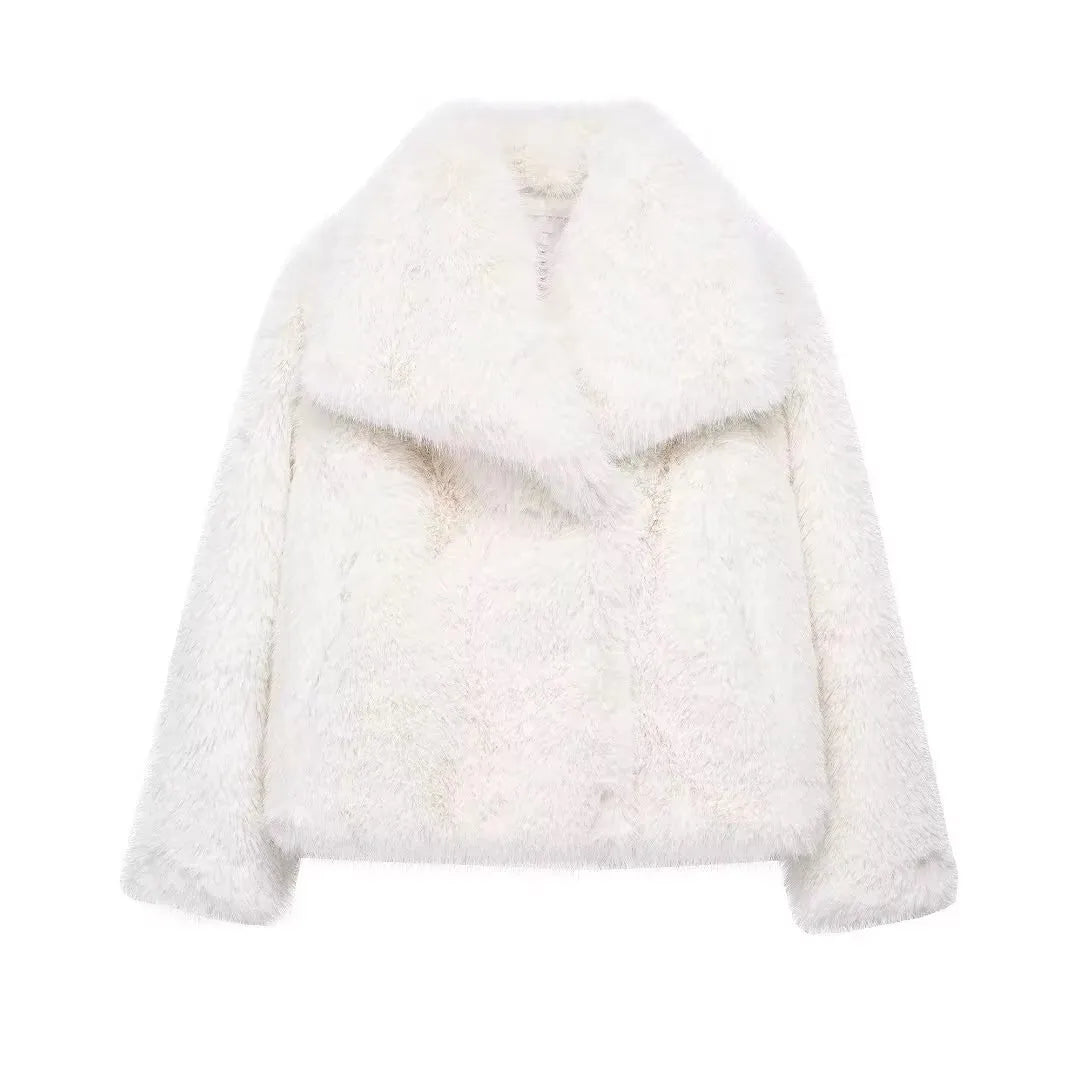 HH Women Faux Fur Coat – Warm Fluffy Jacket