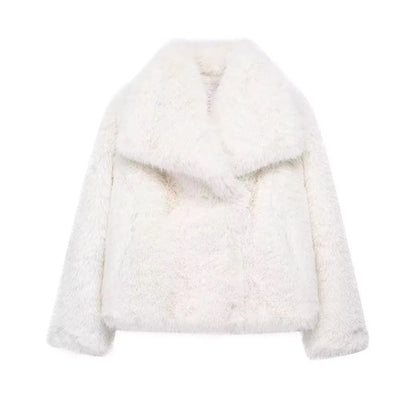 HH Women Faux Fur Coat – Warm Fluffy Jacket