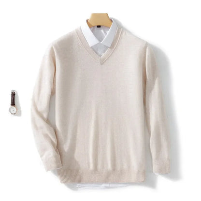 Premium wool V-neck men's sweater soft warm stylish