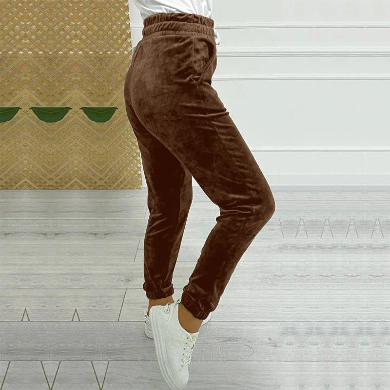 Velvet Joggers Women Warm Casual Fall Winter Pants