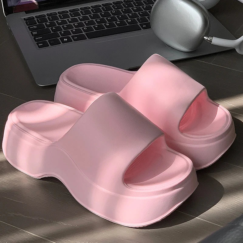 Women chunky platform summer slippers, non slip wedge sandals