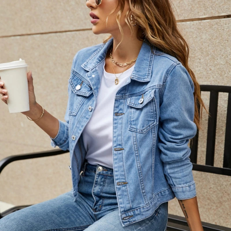 Vintage Denim Jacket Casual Long Sleeve Autumn Coat