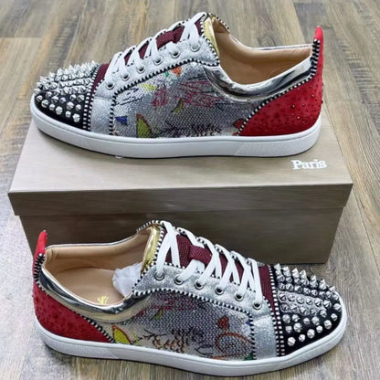 Trendy Red Sole Sneakers Men Women Sequined Rivet Fashion