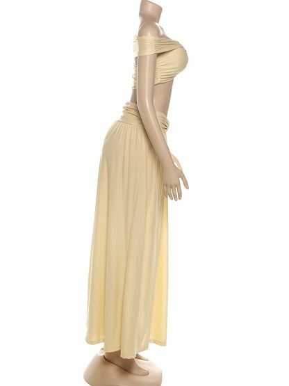 Weird Puss Patchwork 2-Piece Set – Backless Crop Top & Skirt