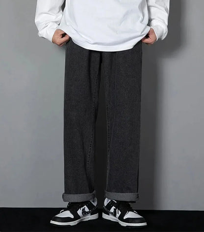Men's Korean Straight Denim Wide-Leg Jeans