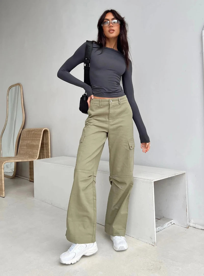 Slim Fit Women's Long Sleeve T-Shirt Y2K Streetwear