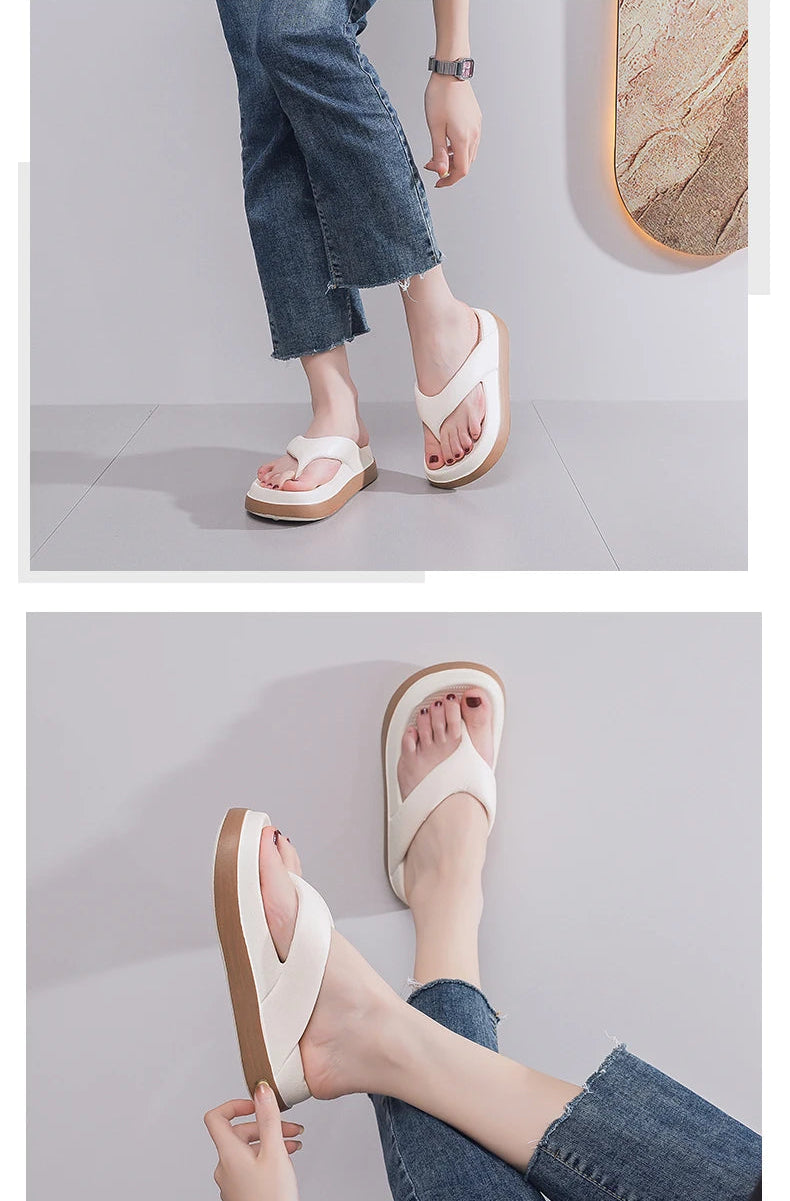 Trendy women flip flops 2024, casual platform sandals