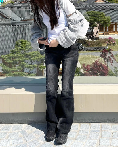 Vintage Low Waist Flare Jeans Korean Grunge Streetwear Denim