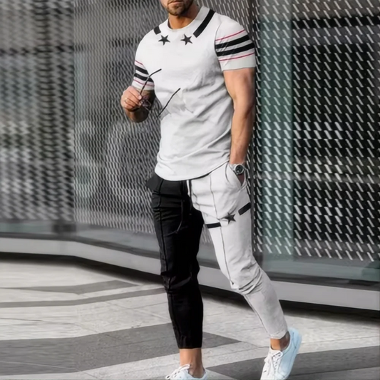 Men's 3D Smile Summer Sports Set – 2-Piece Jogging Outfit