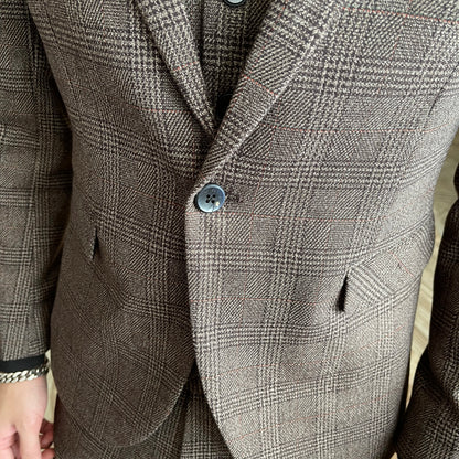 Men's Plaid 3-Piece Suit – Business Casual