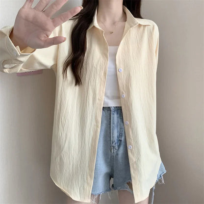 White Button Down Shirt Women Classic Long Sleeve Chic Top