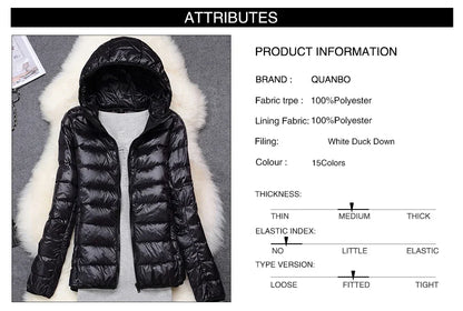 Ultra-light women’s puffer jacket packable hooded spring-autumn