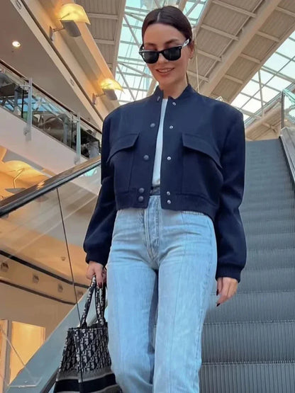 TRAF Women’s Cropped Bomber Jacket