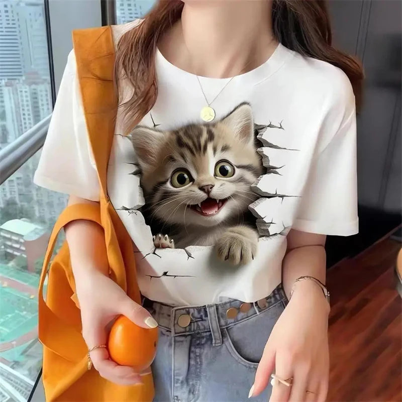 Cute Animal Print Women's Oversized Tee