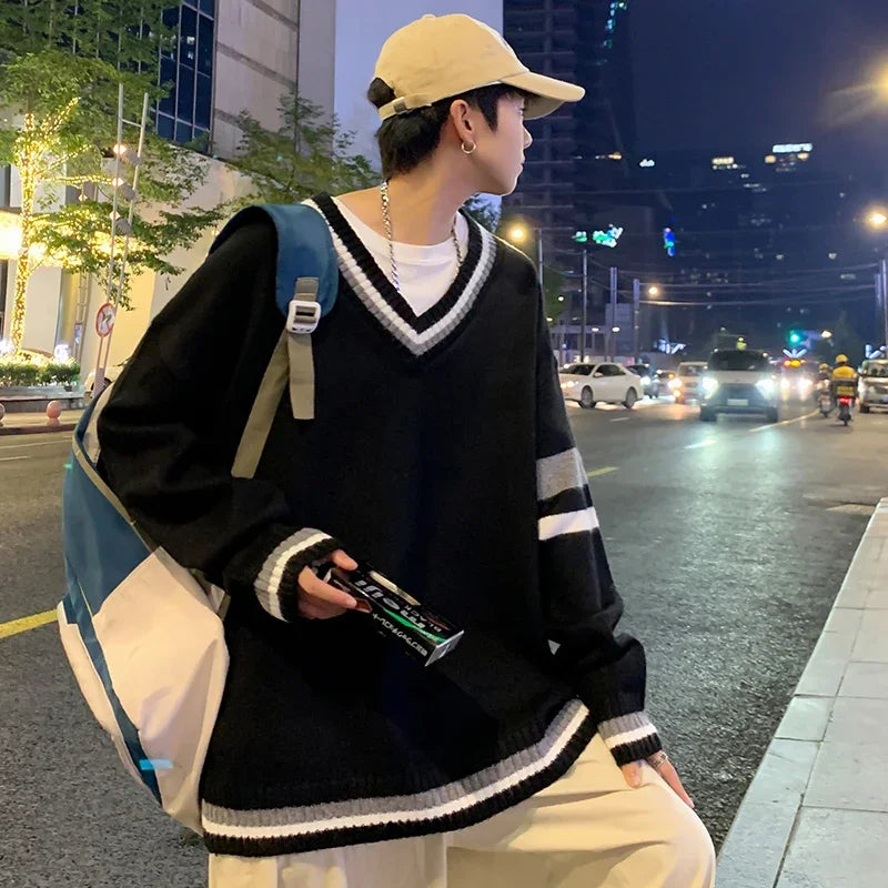 Men's, Korean V-neck Sweater Casual Autumn Winter Comfortable