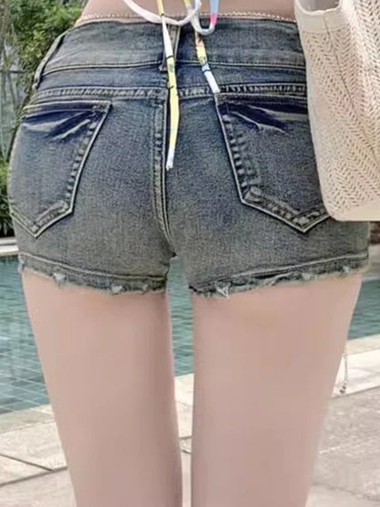 Women Y2K Blue Retro Hot Shorts