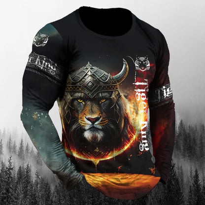 Men’s 3D Animal Wolf Shirt – Trendy Loose Casual Tee